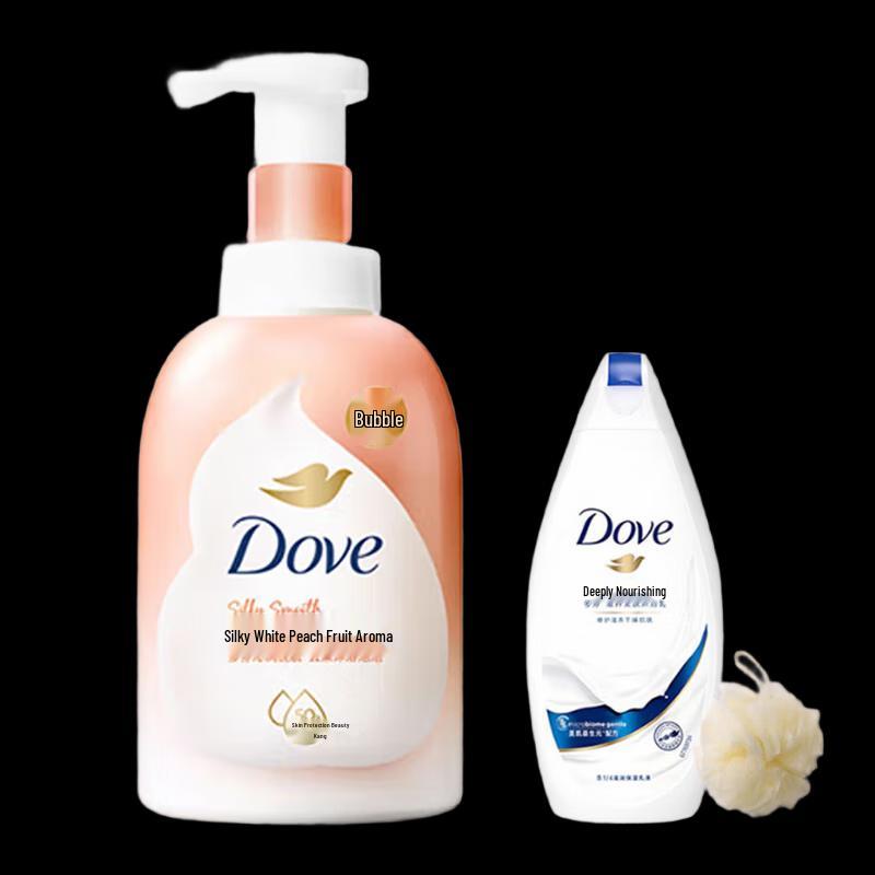 Dove White Peach Foaming Body Wash & Shower Gel Set