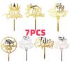 Acylic Feliz Cumpleanos Espanol Spanish Happy Birthday Cake Topper Gold Crown Design Cupcake Baking Supplies Party Decoration