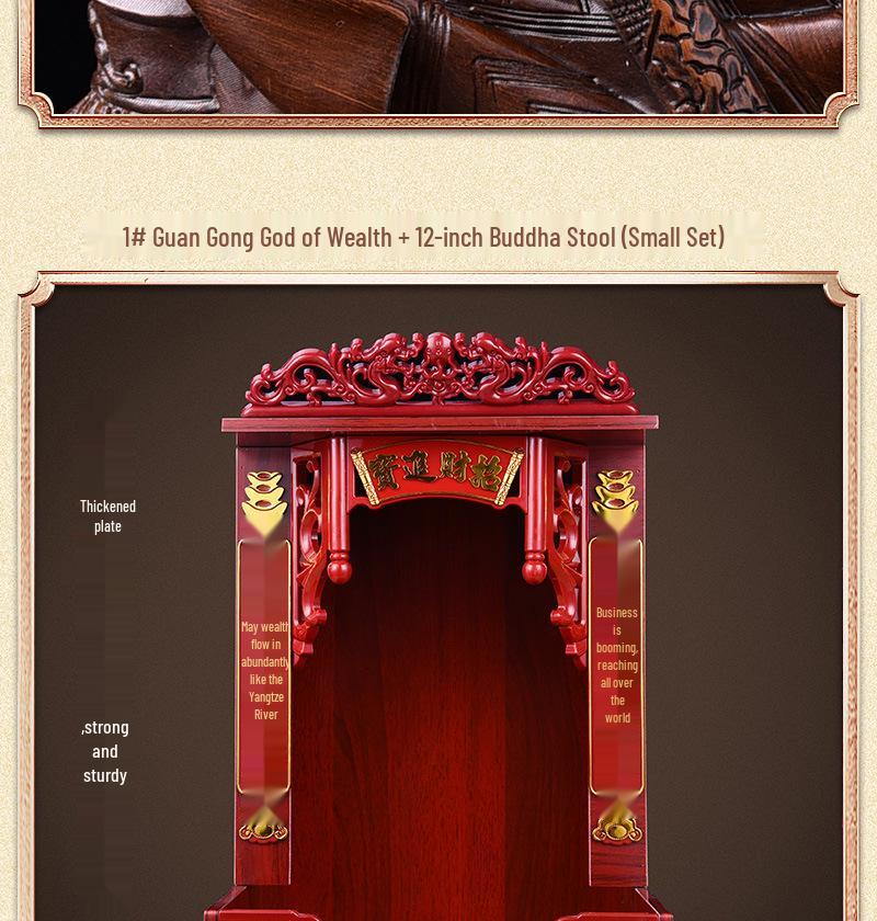 Guan Gong God of Wealth Statue - Attracts Prosperity, Worship Niche Decor.