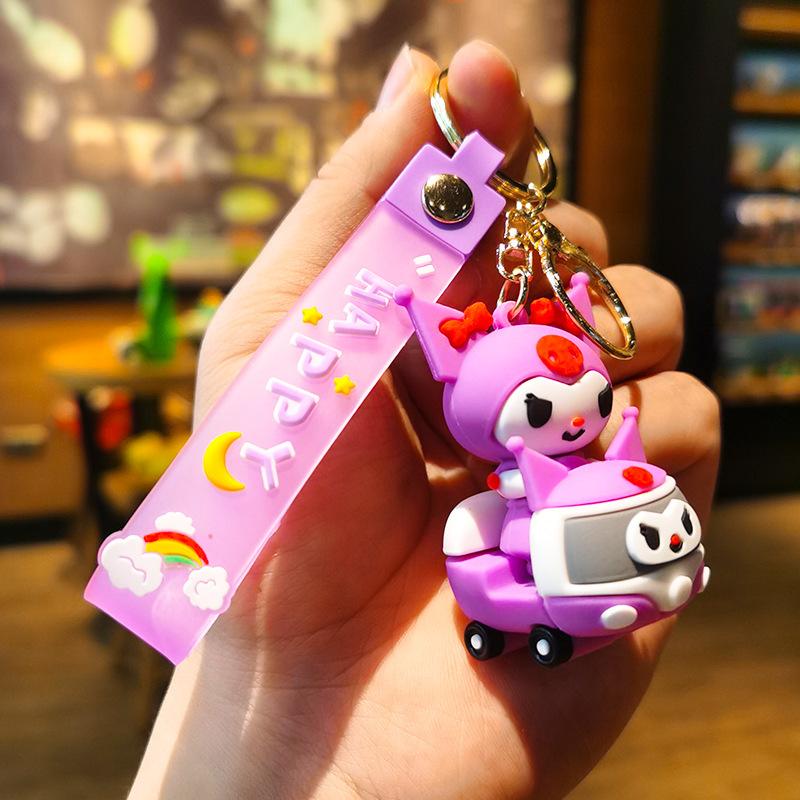 Tram Sanrio Kuromimi Keychain Cartoon Small Gift Doll Machine Car Keychain Gift Push Gift Cute Personalized Gifts Y2k Fashion