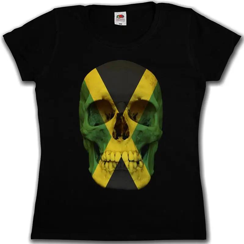 

JAMAICA JAMAICAN SKULL FLAG GIRLIE WOMen SHIRT Biker Reggae Rasta Irie Banner 5XL різнокольоровий