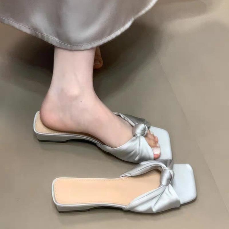 

Модные новые свадебные тапочки с бантом-бабочкой, модный подарок для невесты и подружек невесты на вечеринку, домашняя обувь, атласные шлепанцы на низком каблуке, zapatos mujer 39 серебряный