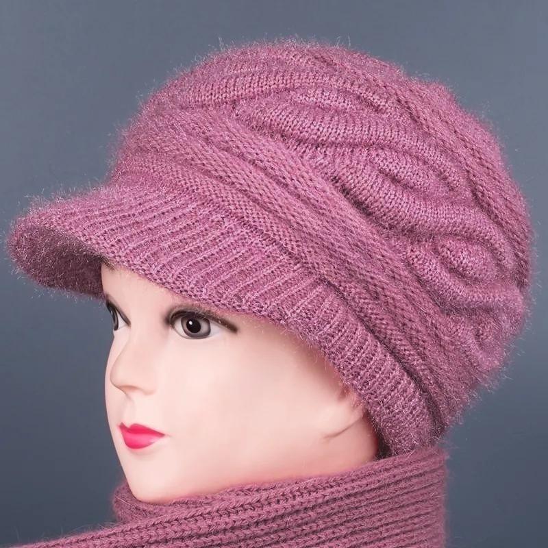 

Женский вязаный комплект кепка-утка и шарф - Теплый, модный и универсальный для зимы