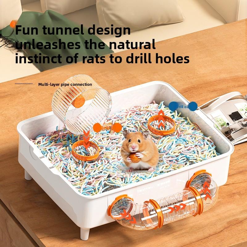 Large Hamster Cage Three Levels Raised Acrylic Transparent Habitat Spacious Pet Villa DIY Luxury Tunnel Hamster Playground