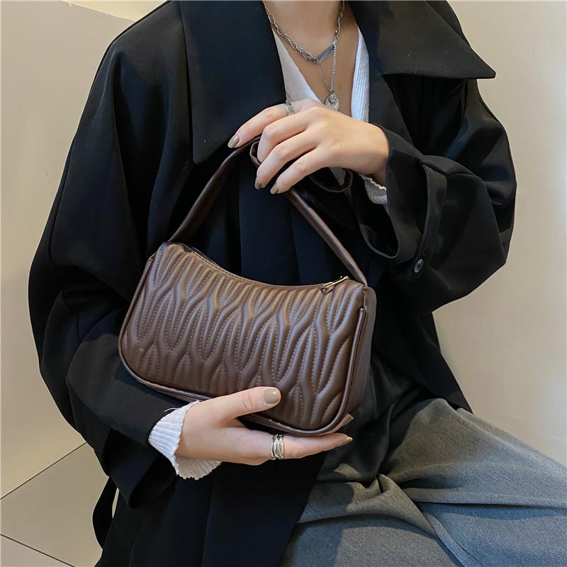 Borsa a tracolla da donna elegante, borsa da ascella di lusso, borsa a tracolla in tinta unita autunnale, tasca in PU
