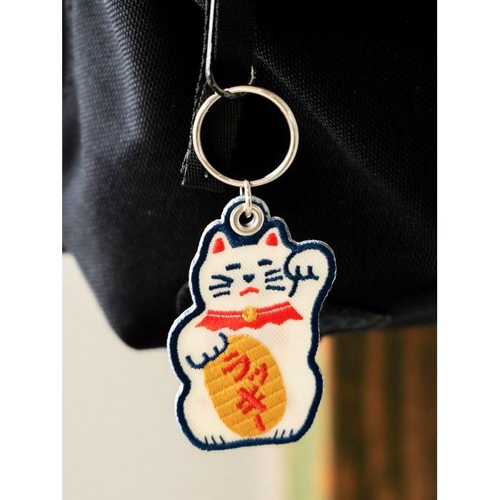 [Beams Japan] Accessory Separate Edition New Retro Lucky Charm Embroidery Keyholder 2 Cat Free Size