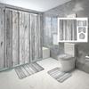 Set Tenda Doccia Rustica in Legno Marrone Stile Fattoria con Tappetini Antiscivolo Copri Tavoletta WC Tappetino da Bagno Set Decorazioni Impermeabili per Bagno