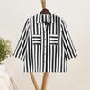 ZANZEA Women Turn Down Collar Summer Loose Casual 3/4 Sleeve Stripe Blouse