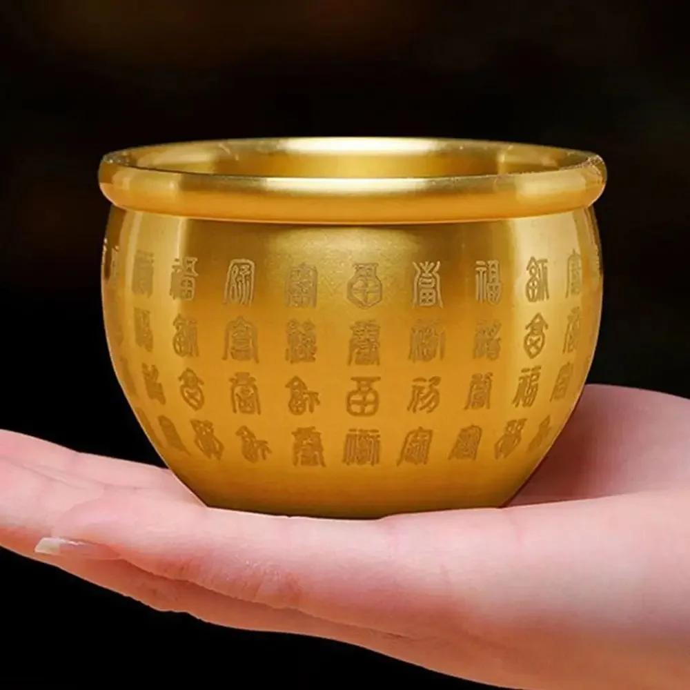 1Pcs Wealth Attracting Pure Brass Cornucopia Small Mini 4.5-7cm Baifu Rice Cylinder Auspicious Surface Polished Baifu Jar Cup