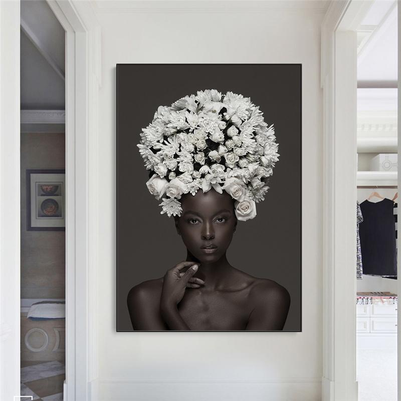 Arte Nordico Donna Africana Pittura su Tela Donna Africana Poster Stampe Immagini Arte da Parete per Soggiorno Decorazione Parete Casa Cuadros