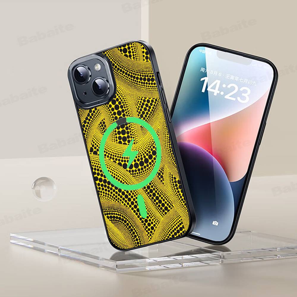 

Y-Yayoi K-Kusama Art Phone Case Magesafe Magnetic Wireless Charge Case For IPhone 16 11 12 13 14 15 Pro Max Plus Mini iPhone 17 Air