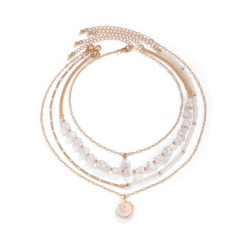 3Pcs/Set Multilayer Shell Pendant Necklaces Bohemian Seashell Choker Beaded Starfish Choker  Women