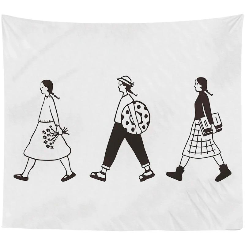 Абстрактная пара Простая линия Узор Гобелен Спальня Гостиная Гобелен Домашнее украшение — фото 4