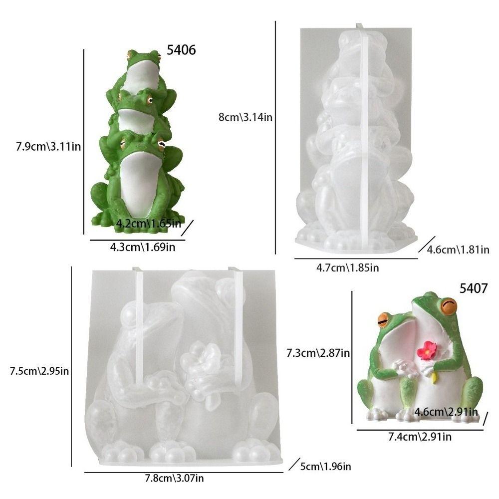 New Silicone Scented Candle Mold White Soft Resin Ornament Mould Easy to Demold 3D Cute Frog Clay Making Tool Home Decor