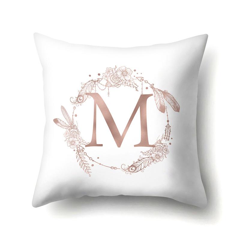 Polyester Pillow Case Home Ins Style Decorative Print Pillow Case 26 English Letter Cushion Cover