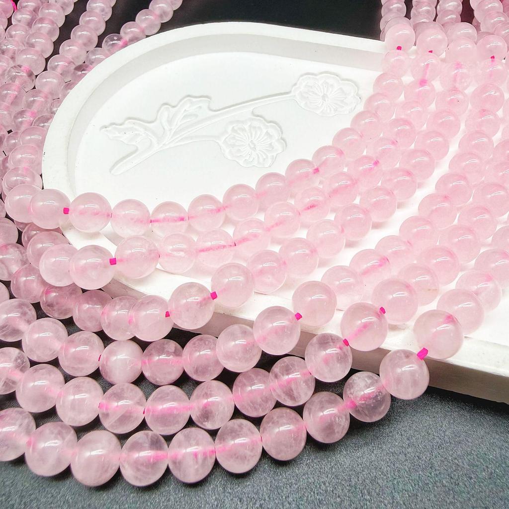 Natural Pink Crystal Round Beads for DIY Jewelry Making - Bracelet & Necklace Accessories