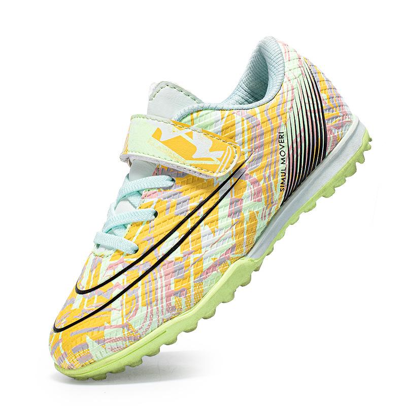 Buckle magic buckle free lace-up children's football shoes rubber broken nails training sole sneakers tf youth children students