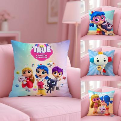 Kwaii True R-Królestwo Tęczy Poszewka na poduszkę Poszewka przeciw roztoczom Niewidoczny zamek jedwabisty krótki plusz Pokrowiec na poduszkę do sofy