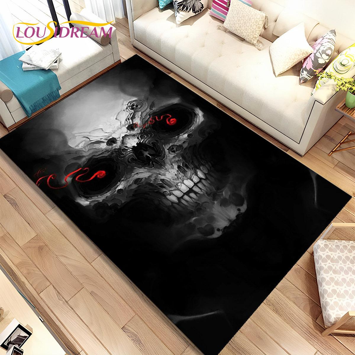 

3D Готический Ужас Призрак Череп Коврик, ковер для дома Гостиная Спальня Диван Коврик Кухонный Декор, детские игры Нескользящий напольный коврик 40x60cm(15x23in)