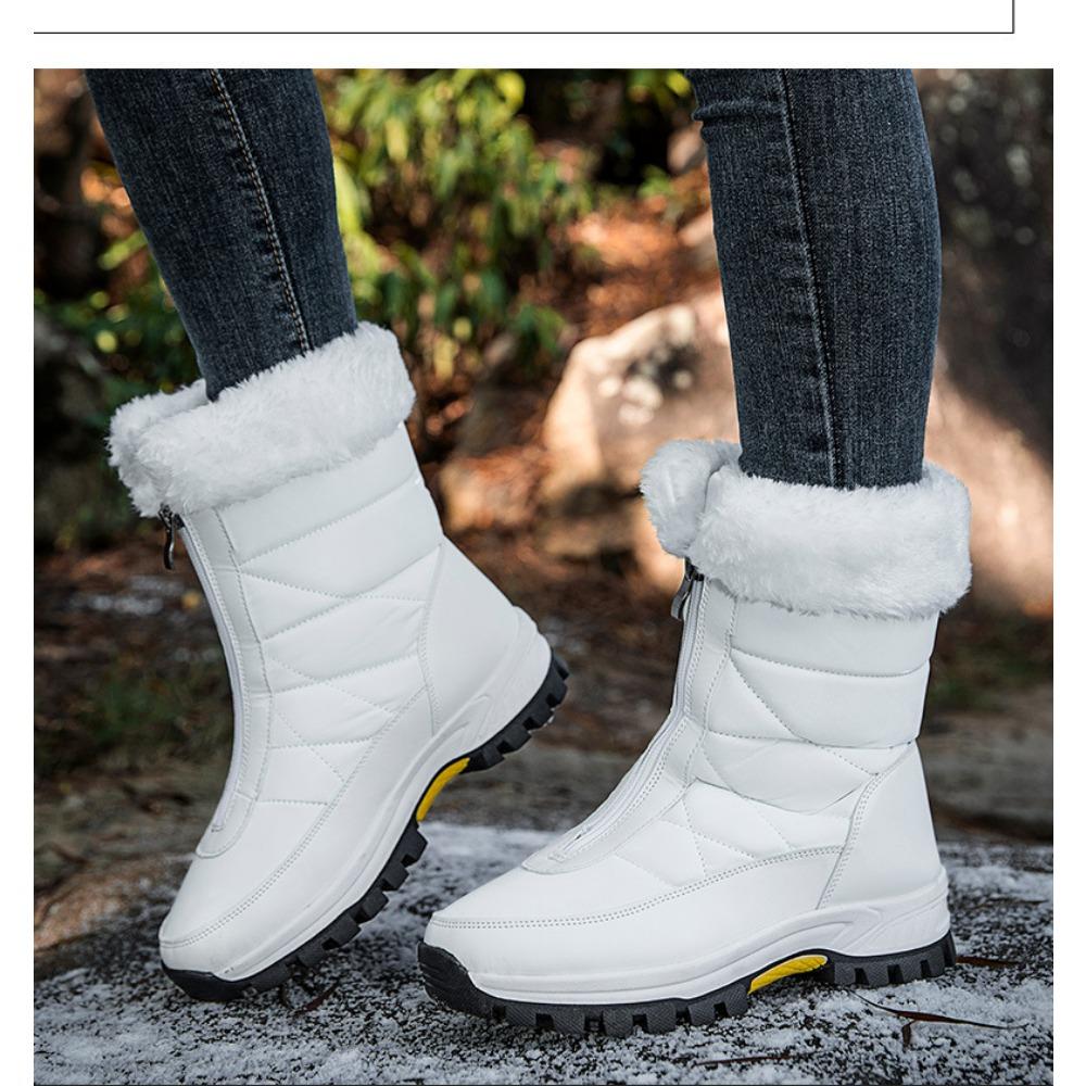 Mid Tube Front Zipper Cold Resistant and Warm Cotton Boots and Shoes