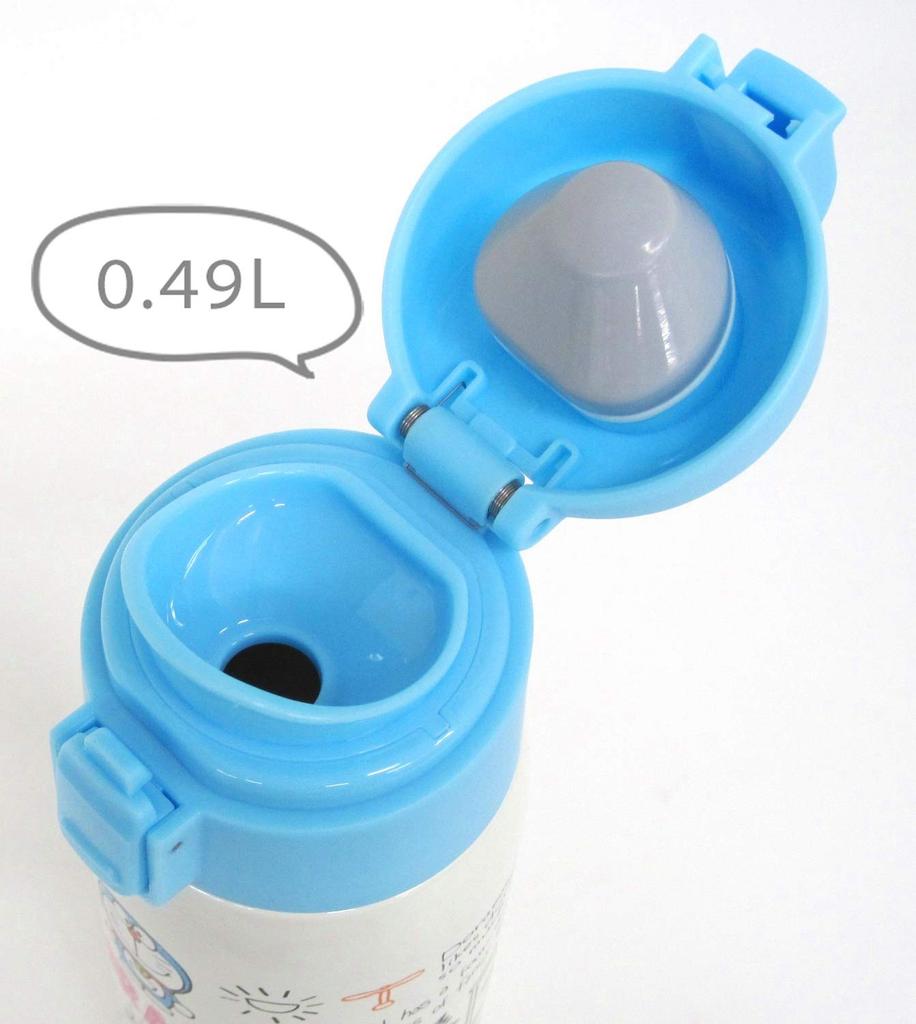 OSK Doraemon Stainless Steel Mug Insulates for Hot or Cold Gift Blue One-Push Bottle, 350ml, Drinks, Boxed, Lightweight, SBK-490P,