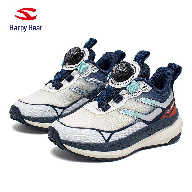 Habi Bear Boys' Double Mesh Breathable Sneakers with Rotary Buckle and Soft Sole for Spring and Autumn