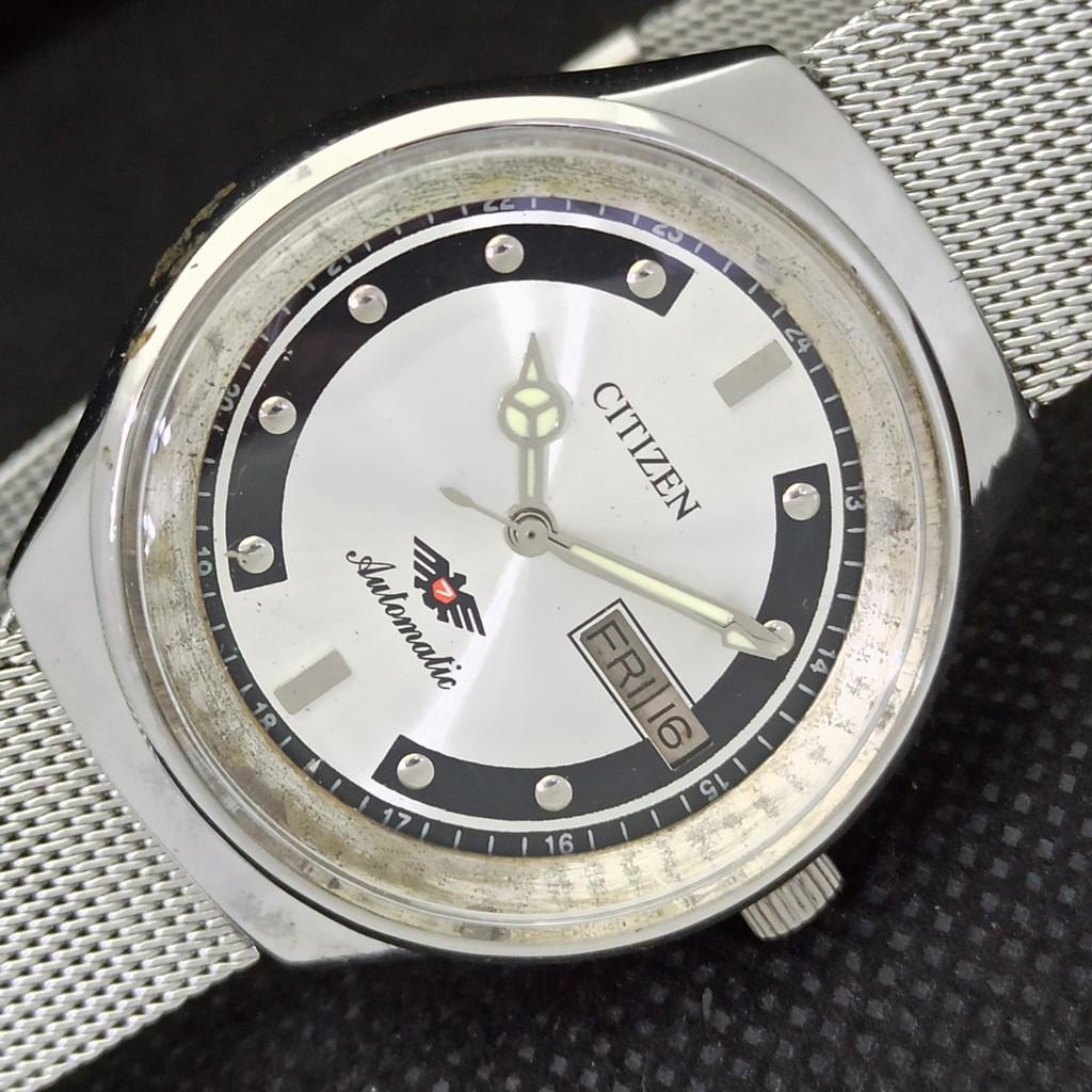 

Б/У винтажные мужские часы Citizen Automatic 8200 Japan Day/Date Silver a298292-2 SKU562a-a298292
