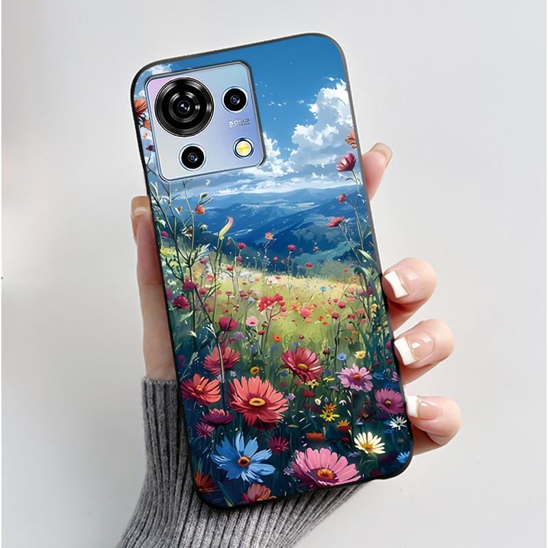 For ZTE Blade V50 Vita Case Black TPU Silicone Luxury Cute Cool Flower Phone Cases for Blade V 50 Vita V50Vita Bumper Soft Cover