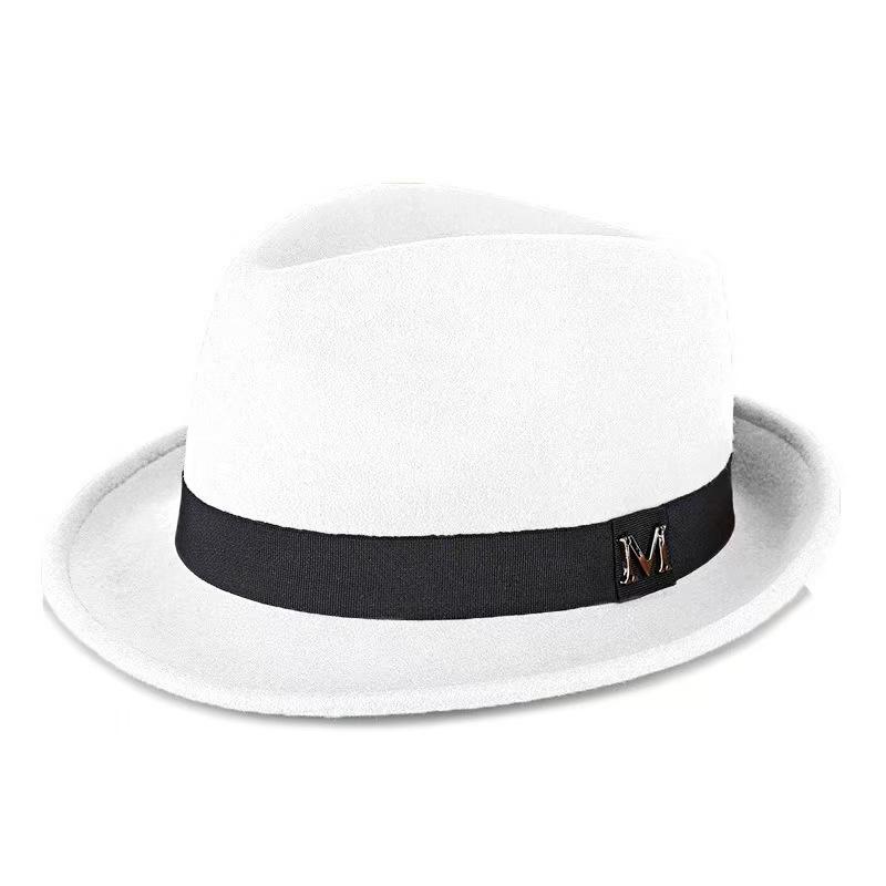 Felt Panama Fedora Hat Short Brim Trilby Flat Hat For Men Women Homburg Church Jazz Hat Adjustable