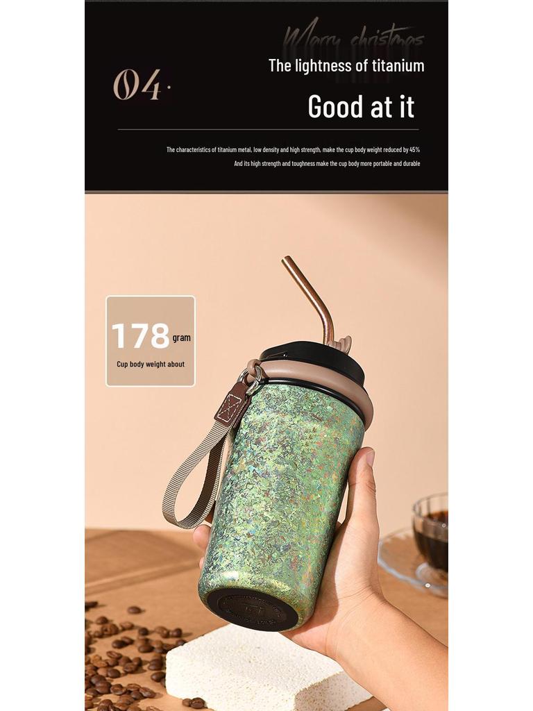 2025 Tragbarer isolierter Titan-Kaffeebecher - Heiß- & Kaltkonservierung