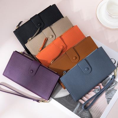 Bolso de mano largo nuevo para mujer, cartera de moda europea y americana, cartera de gran capacidad, monedero con cremallera.