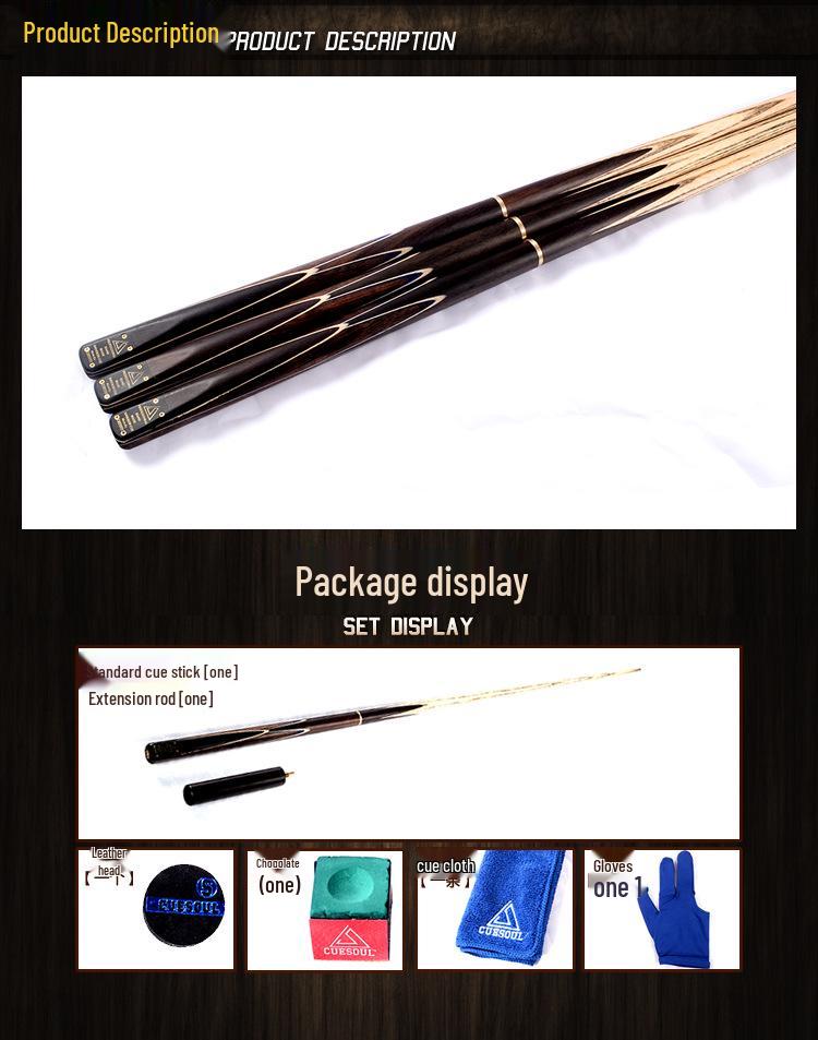 CUESOUL Ashwood 3/4 Joint Small Head Snooker & 8-Ball Pool Cue