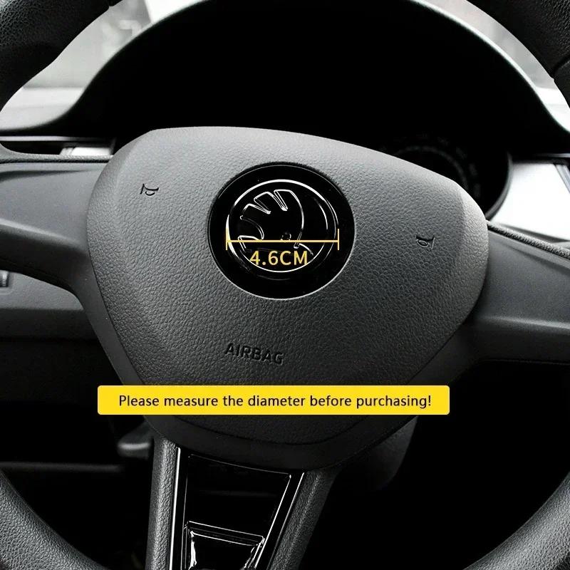 Car Steering Wheel Black Emblem for Skoda Superb RS NM18 Fabia Kodiaq Karoq Octavia A5 A7 Yeti Rapid Decorative Stickers Accessories
