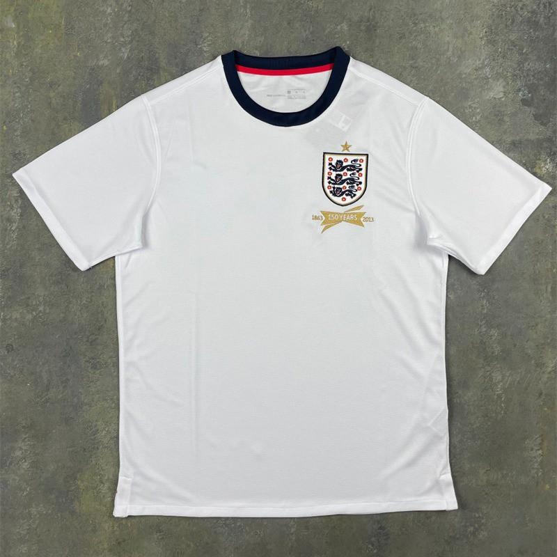 Maglia da Calcio Retrò Inghilterra Stile 2006 Lampard 18 Rooney 10 Gerrard 4 Misto Cotone Bianco Maglia da Calcio Uomo Donna Adulto