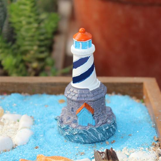 Realistický tvar DIY Lighthouse Miniaturní pryskyřice Mikro Krajina Figurka majáku Zahradní dekorace