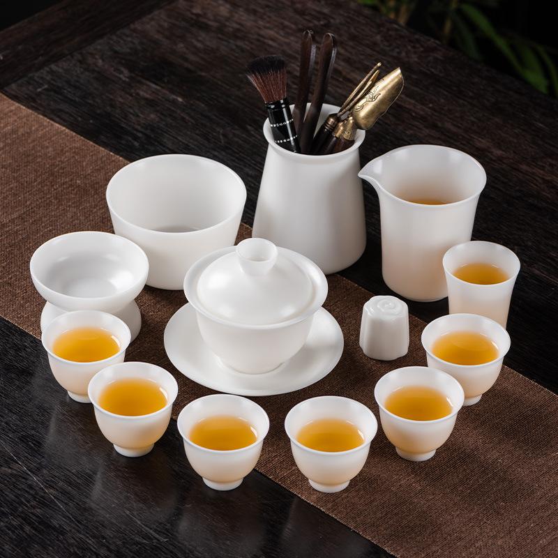 High-end Ice-based Vegetarian Jade Porcelain Handmade Teapot Light Luxury Business Gift-giving Dehua White Porcelain Unglazed Tea Maker