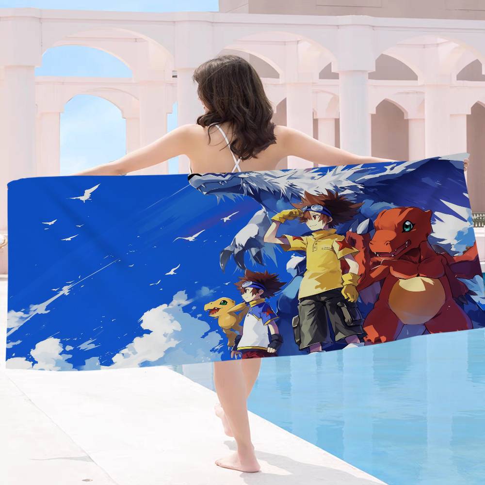 Cute Cartoon Digimon Adventure Microfiber Beach Towel Absorbent Quick dry Soft Yoga Swimming Resort Mountain Climbing Towel