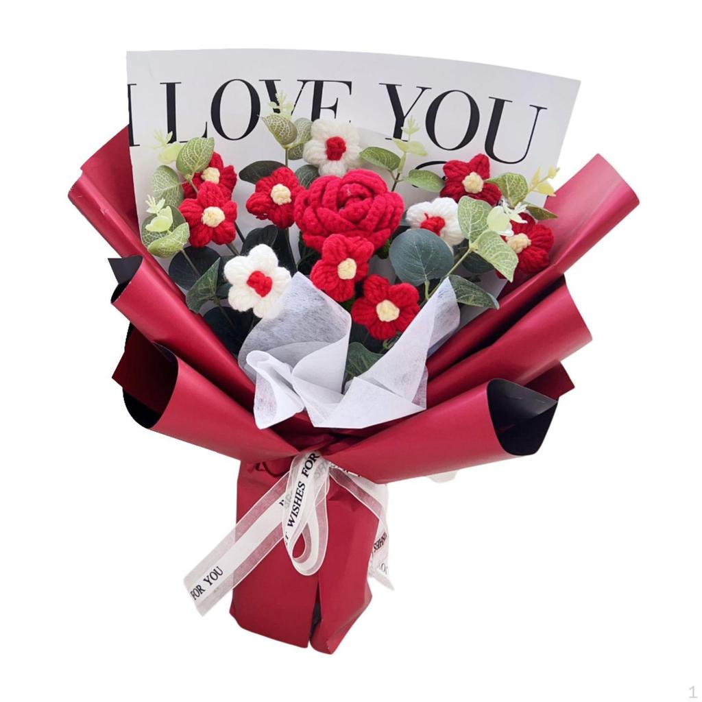 Artificial Flower Bouquet Crochet Design for Holiday Table Centerpiece Gift From Kids