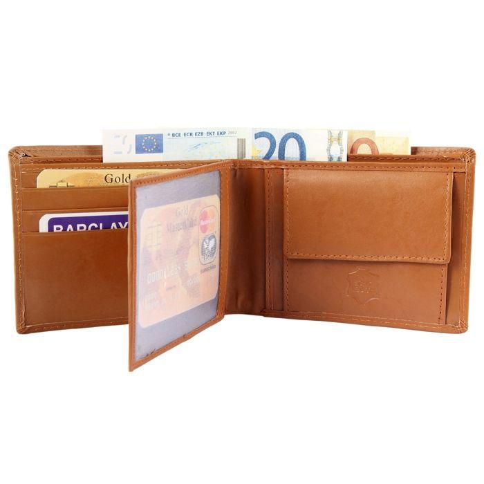 Porte-monnaie homme - EXCELLANC - Ginar - Cuir véritable - Marron - Format horizontal
