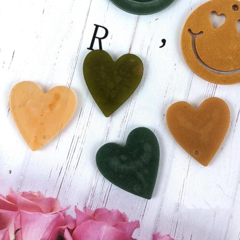Geometric Love Heart Earring Epoxy Resin Silicone Mold Luggage Bag Tags Casting Molds with Hole for DIY Crafts Making