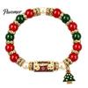 Christmas Beaded Bracelets for Women Bracelet, Elastic Stretch Bracelet with Xmas Holiday Party Outfit Accessories Tree Charm, Jewelry Gifts Men Alloy
