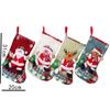 Large Linen Christmas Stocking & Gift Bag Set for Decorations