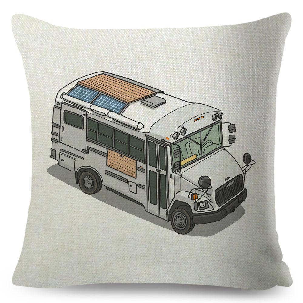 Van Life Pillow Case Decor Cartoon Camper House Travel Car Cushion Cover for Sofa Home Children Room Vanlife Pillowcase 45x45cm