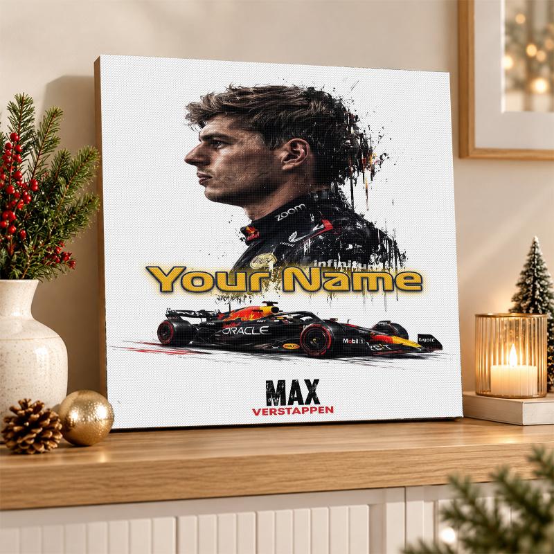 Max Verstappen Custom Name Text 5D Diamond Painting Kit DIY Full Drill Diamond Art Decoration