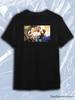 TeeSensation Black Crew Neck Short Sleeve T-Shirt with Boris Vallejo Caveman Fighting Dinosaur Fantasy Painting Print
