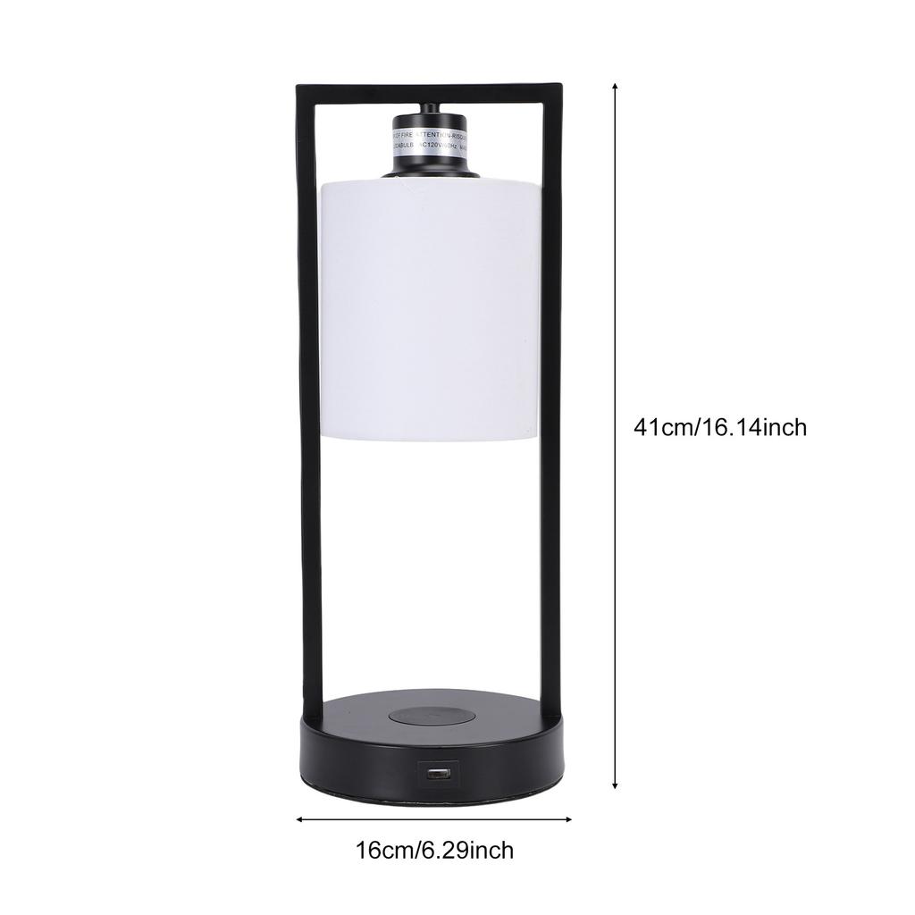 Bedside Light Touch Control Table Lamp with Smartphone Wireless Charging 3 Adjustable Brightness Levels USB Port Fabric