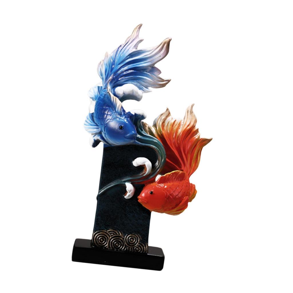 Feng Shui Carp Statue Desktop Ornament Figurine Creative Chinese Feng Shui Fish Resin Fish Statue for Bookcase Shop Cabinet