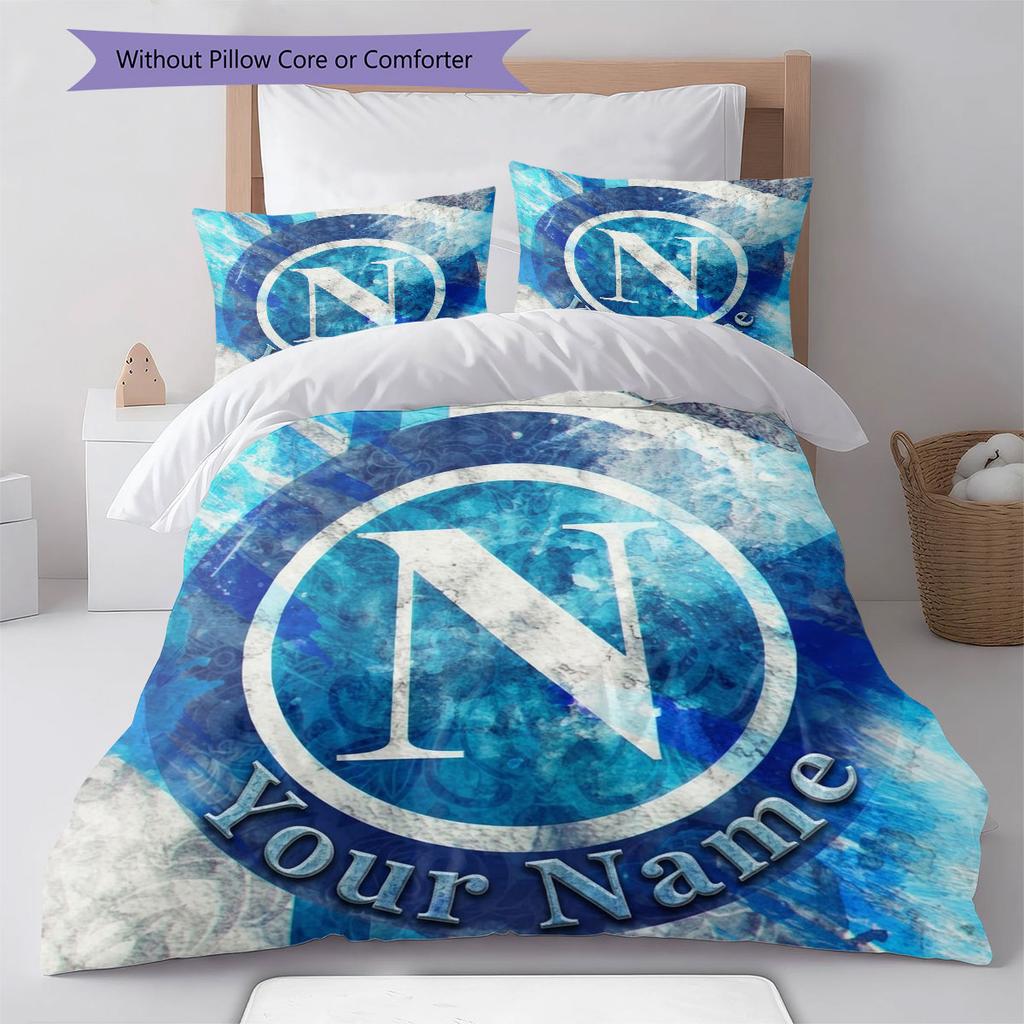 SSC Napoli Custom Name Pattern Bedding,Quilt Set Quilt Cover Pillowcase Home Birthday Gift(1 * duvet cover + 2 * pillowcase, without core)