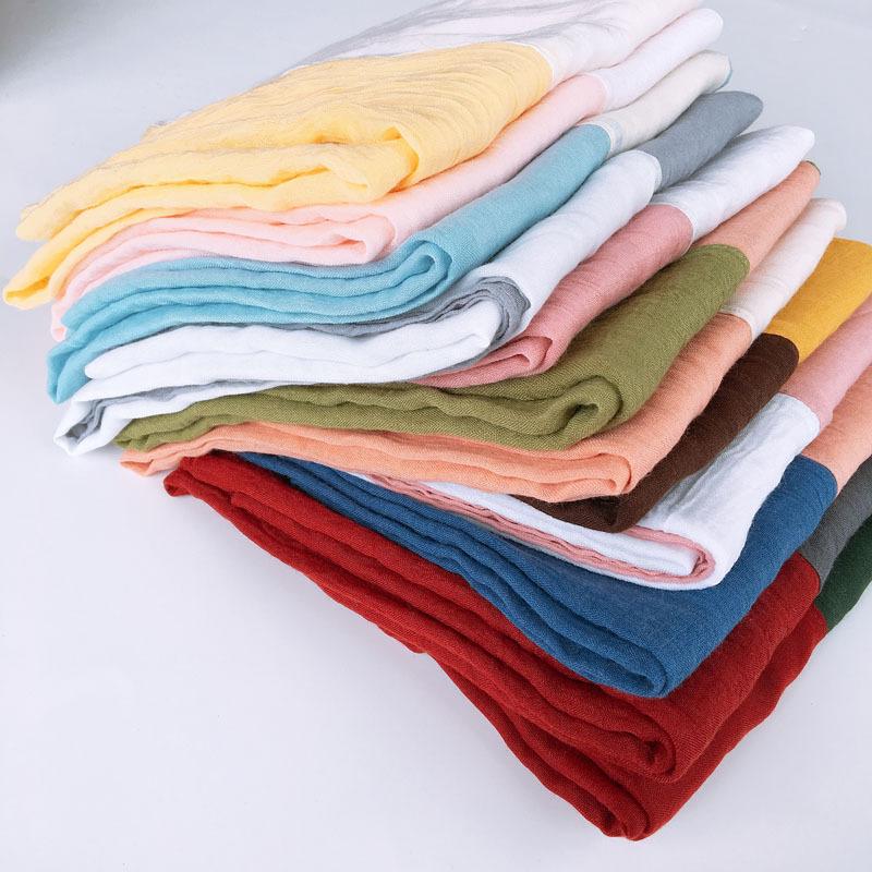 Linen Cotton Splicing Scarf, Long Cotton Warm Contrasting Shawl, Autumn And Winter Warm Literary And Japanese Women'S Scarf