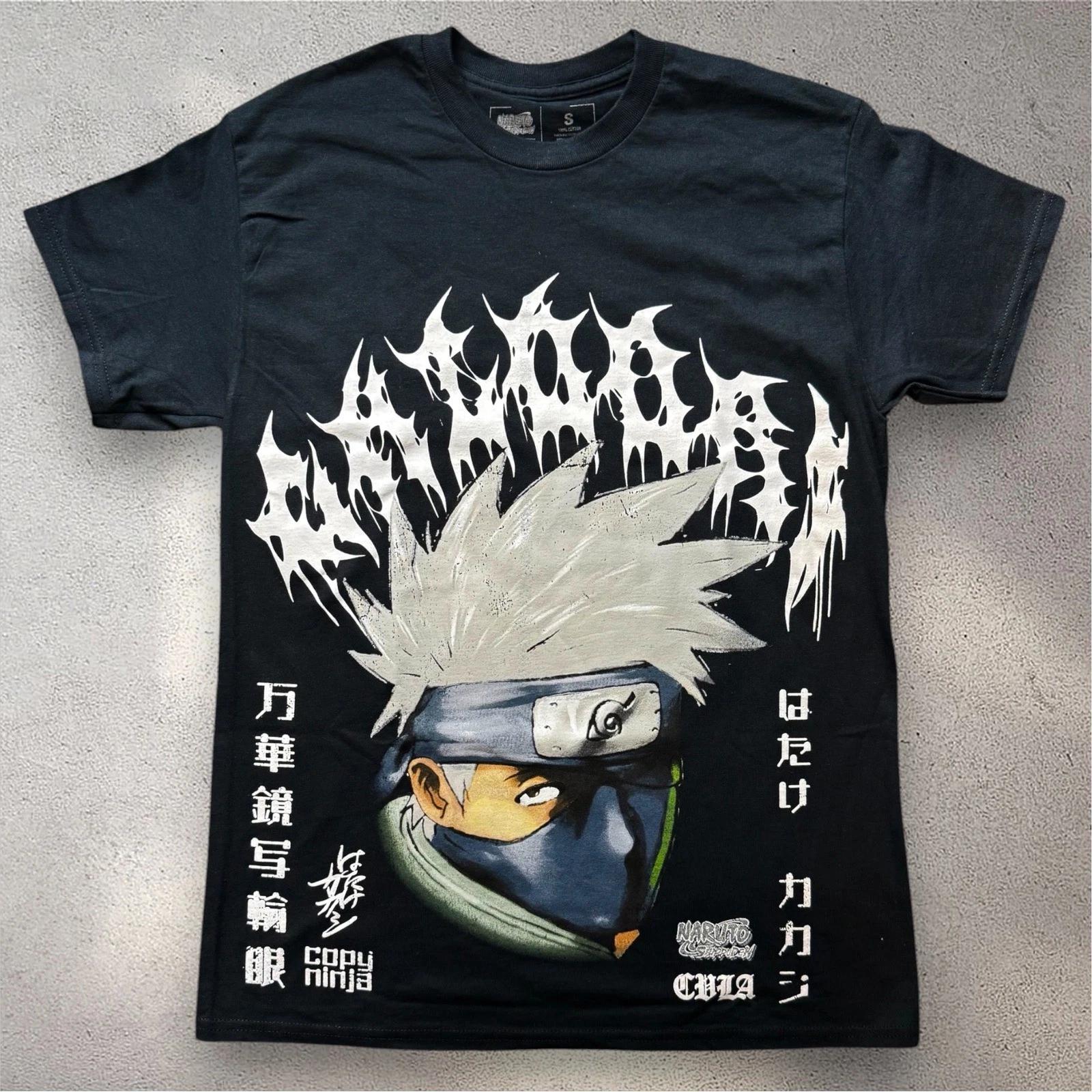 CVLA x Naruto Shippuden Kakashi Hatake Copy Ninja Black Graphic T- Shirt Mens S M